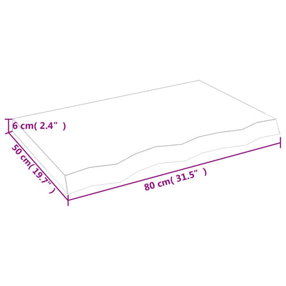 Étagère murale 80x50x(2-6) cm bois de chêne massif non traité