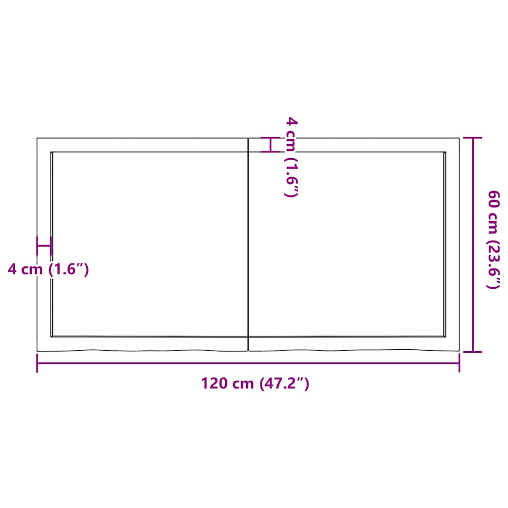 Étagère murale 120x60x(2-6) cm bois de chêne massif non traité