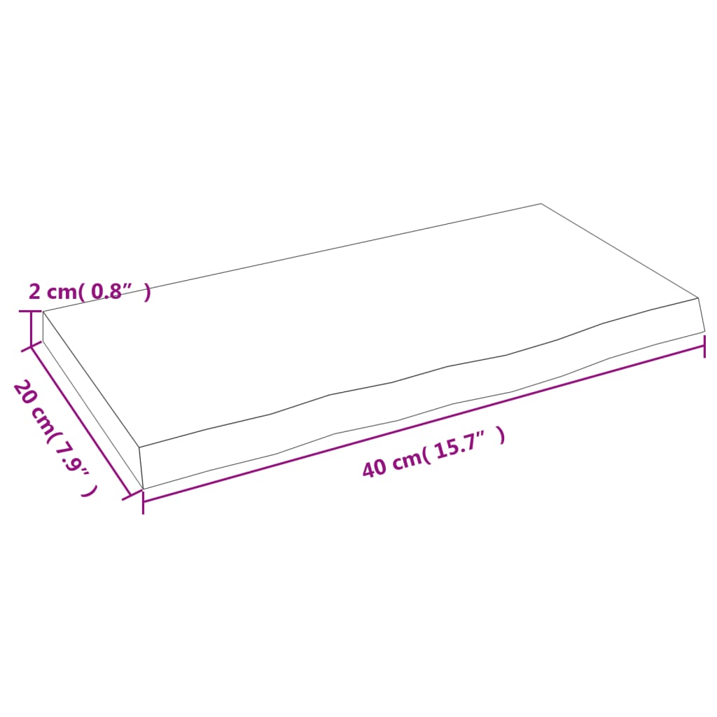 Étagère murale marron clair 40x20x2 cm bois chêne massif traité