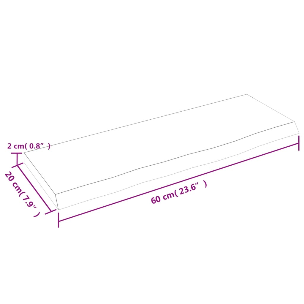Étagère murale marron clair 60x20x2 cm bois chêne massif traité