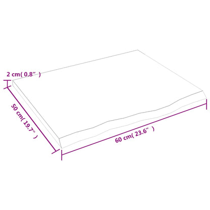Étagère murale marron clair 60x50x2 cm bois chêne massif traité