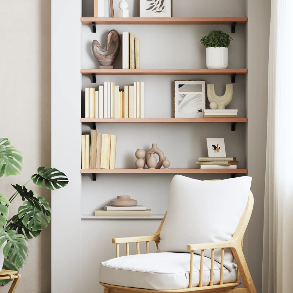 Étagère murale marron clair 80x20x2 cm bois chêne massif traité