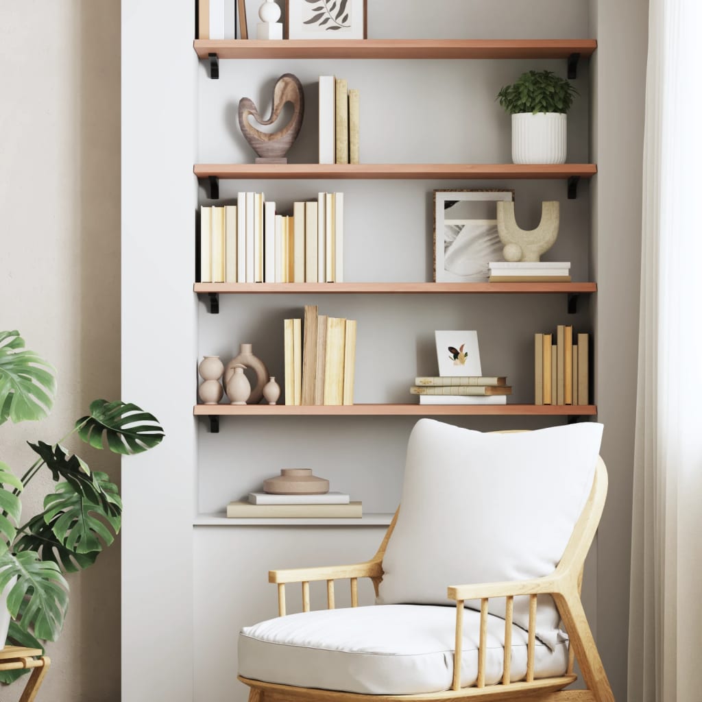 Étagère murale marron clair 80x30x2 cm bois chêne massif traité