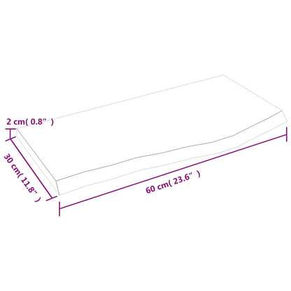 Étagère murale marron foncé 60x30x2 cm bois chêne massif traité
