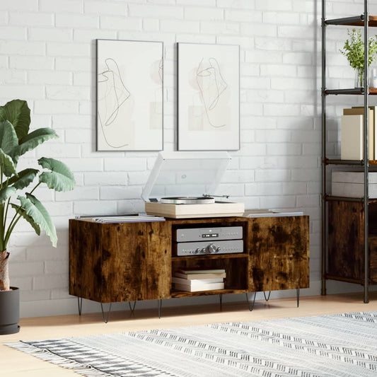 Armoire à disques chêne fumé 121x38x48 cm bois d'ingénierie