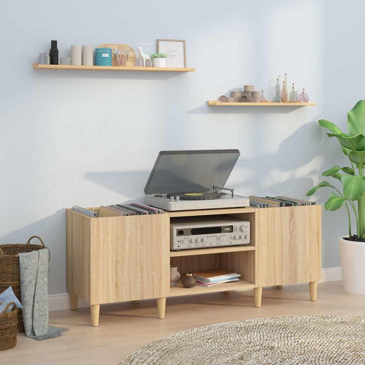 Armoire à disques chêne sonoma 121x38x48 cm bois d'ingénierie