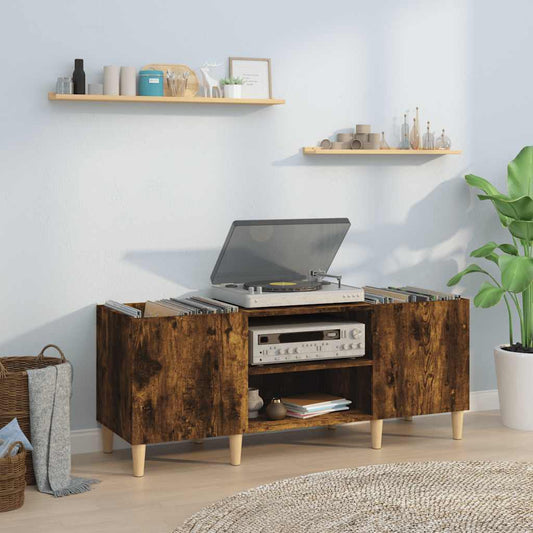 Armoire à disques chêne fumé 121x38x48 cm bois d'ingénierie