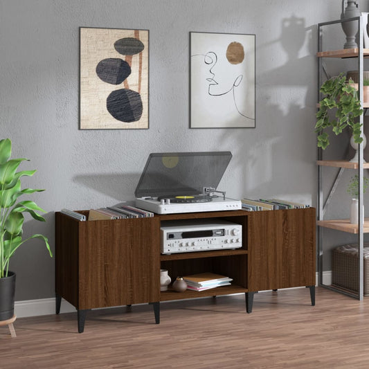 Armoire à disques chêne marron 121x38x48 cm bois d'ingénierie