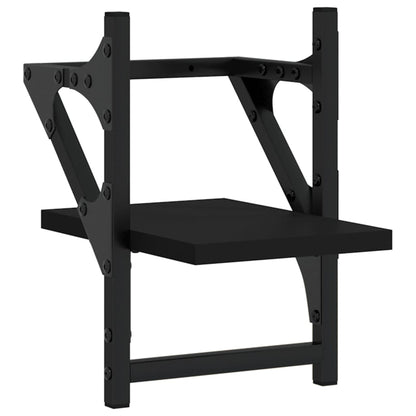 Étagères murales avec barres 2 pcs noir 20x25x30 cm