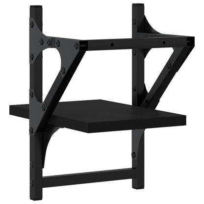 Étagères murales avec barres 2 pcs noir 20x25x30 cm