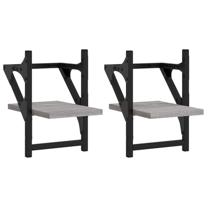 Étagères murales avec barres 2 pcs sonoma gris 20x25x30 cm