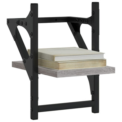 Étagères murales avec barres 2 pcs sonoma gris 20x25x30 cm