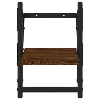 Étagères murales avec barres 2 pcs chêne marron 20x25x30 cm