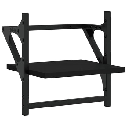 Étagères murales avec barres 2 pcs noir 30x25x30 cm
