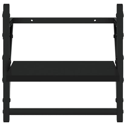 Étagères murales avec barres 2 pcs noir 30x25x30 cm