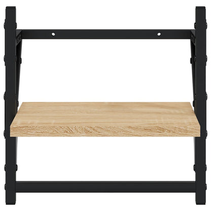 Étagères murales avec barres 2 pcs chêne sonoma 30x25x30 cm
