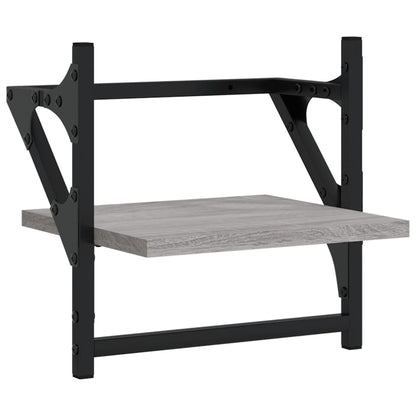 Étagères murales avec barres 2 pcs sonoma gris 30x25x30 cm