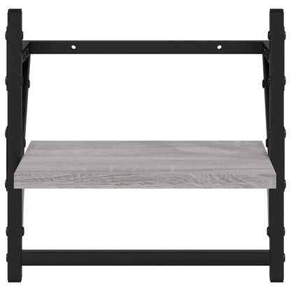 Étagères murales avec barres 2 pcs sonoma gris 30x25x30 cm