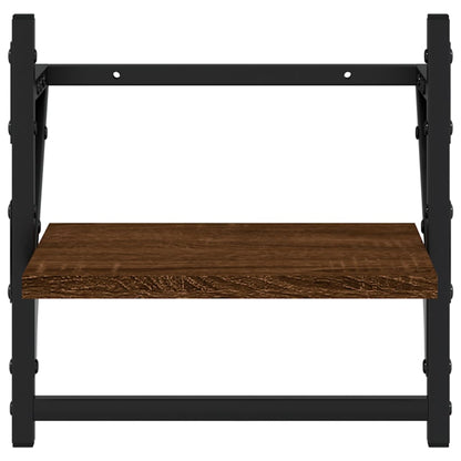 Étagères murales avec barres 2 pcs chêne marron 30x25x30 cm