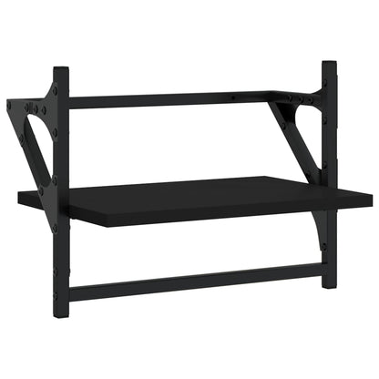Étagères murales avec barres 2 pcs noir 40x25x30 cm