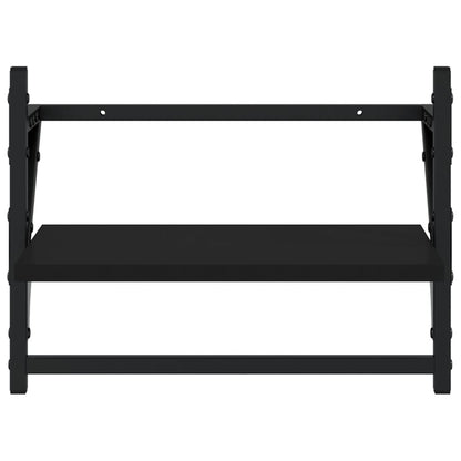 Étagères murales avec barres 2 pcs noir 40x25x30 cm