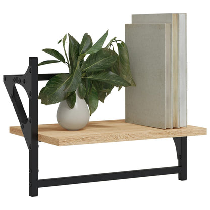 Étagères murales avec barres 2 pcs chêne sonoma 40x25x30 cm