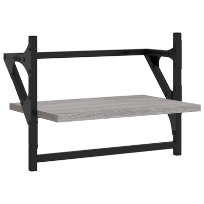 Étagères murales avec barres 2 pcs sonoma gris 40x25x30 cm