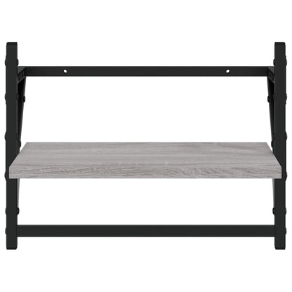 Étagères murales avec barres 2 pcs sonoma gris 40x25x30 cm