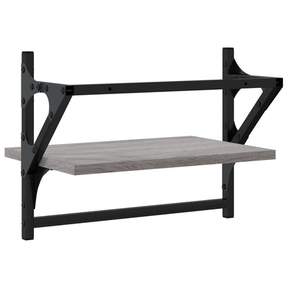 Étagères murales avec barres 2 pcs sonoma gris 40x25x30 cm