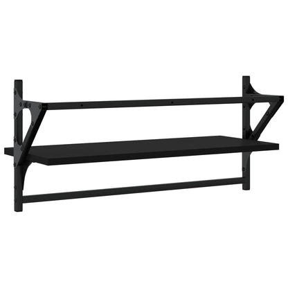 Étagères murales avec barres 2 pcs noir 65x25x30 cm