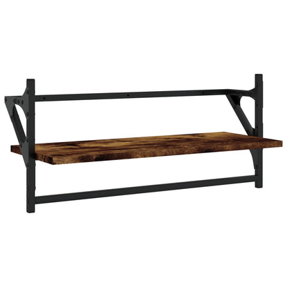Étagères murales avec barres 2 pcs chêne fumé 65x25x30 cm