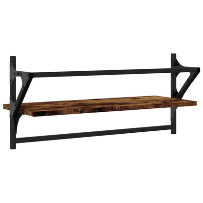 Étagères murales avec barres 2 pcs chêne fumé 65x25x30 cm