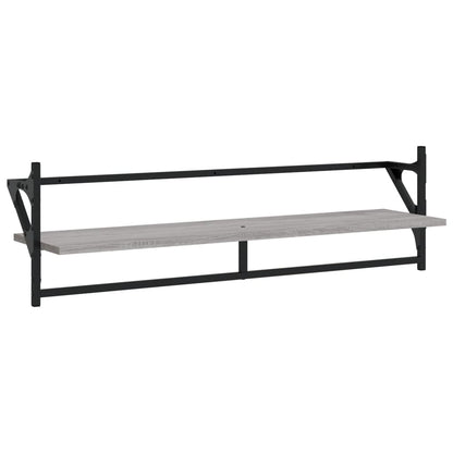 Étagères murales avec barres 2 pcs sonoma gris 100x25x30 cm