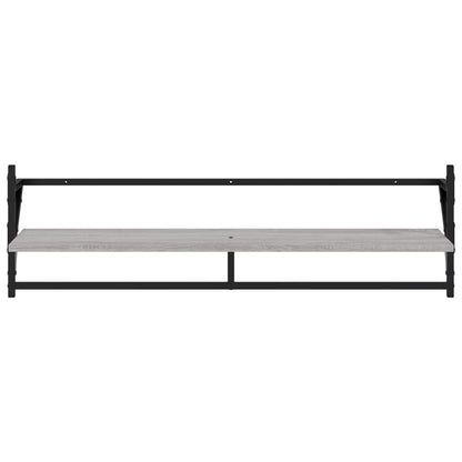 Étagères murales avec barres 2 pcs sonoma gris 100x25x30 cm