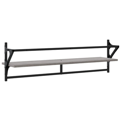 Étagères murales avec barres 2 pcs sonoma gris 100x25x30 cm