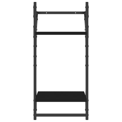 Étagères murales à 2 niveaux avec barres 2 pcs noir 30x25x65 cm