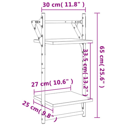 Étagères murales à 2 niveaux avec barres 2 pcs chêne sonoma