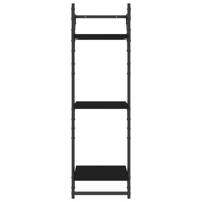 Étagères murales à 3 niveaux avec barres 2 pcs noir 30x25x100cm
