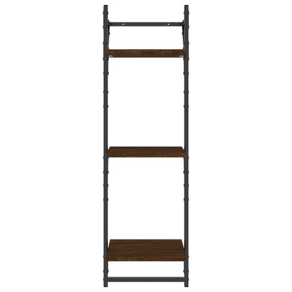 Étagères murales à 3 niveaux avec barres 2 pcs chêne marron