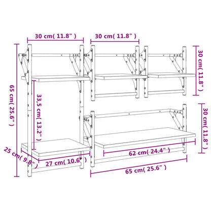 Ensemble d'étagères murales barres 4 pcs noir bois d'ingénierie