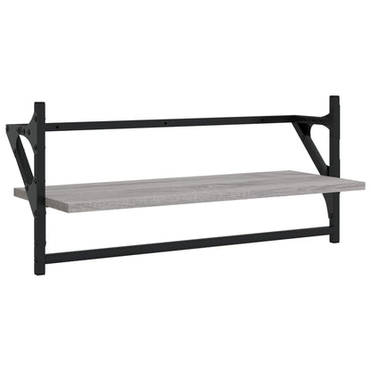 Ensemble d'étagères murales avec barres 4 pcs sonoma gris