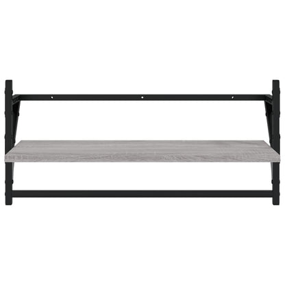 Ensemble d'étagères murales avec barres 4 pcs sonoma gris