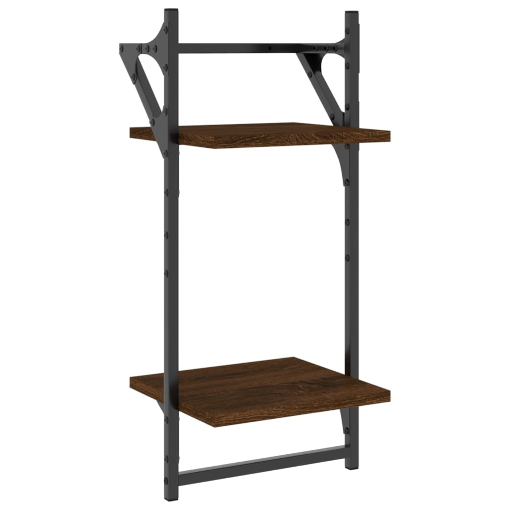 Ensemble d'étagères murales avec barres 4 pcs chêne marron