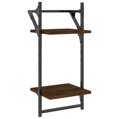 Ensemble d'étagères murales avec barres 4 pcs chêne marron