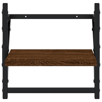 Ensemble d'étagères murales avec barres 4 pcs chêne marron