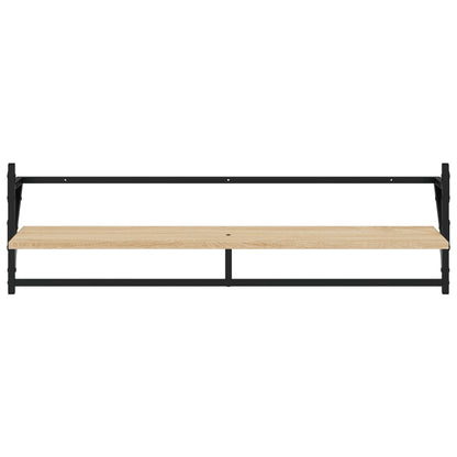 Ensemble d'étagères murales avec barres 6 pcs chêne sonoma