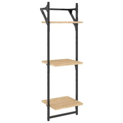 Ensemble d'étagères murales avec barres 6 pcs chêne sonoma