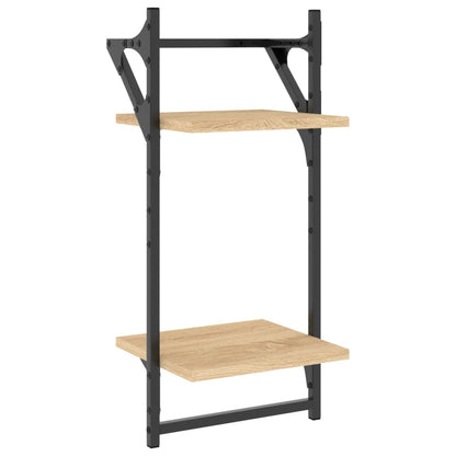 Ensemble d'étagères murales avec barres 6 pcs chêne sonoma