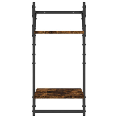 Ensemble d'étagères murales avec barres 6 pcs chêne fumé