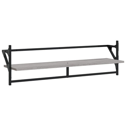 Ensemble d'étagères murales avec barres 6 pcs sonoma gris